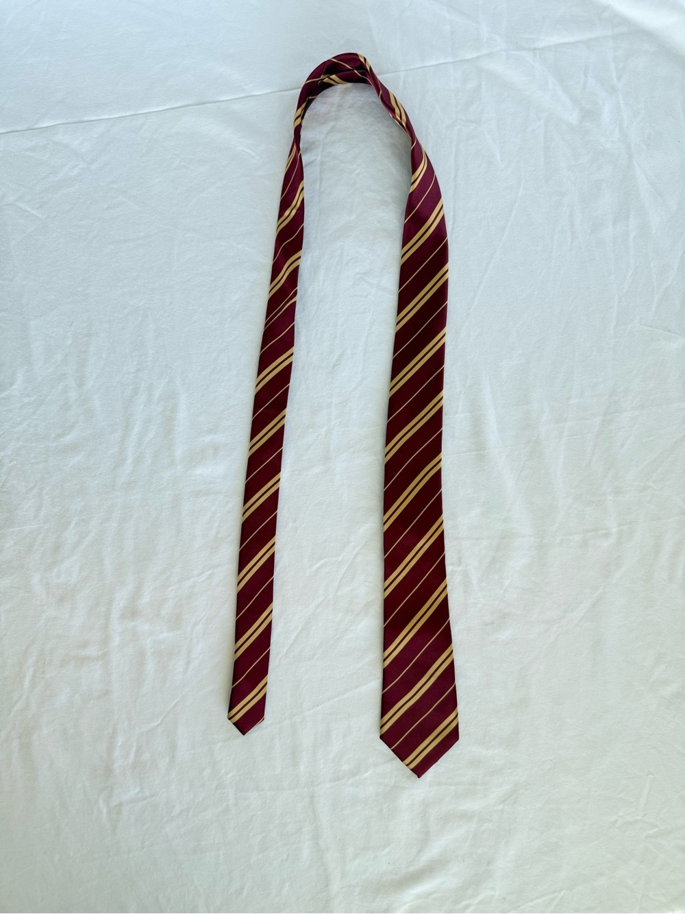 ​Landisun Men's Burgundy Gold Striped Tie Maroon Gryffindor Style Cosplay Costum